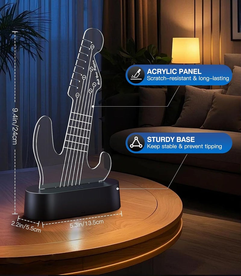 MoKo Light Up Guitar Pick Holder, 7-Color Changing LED Guitar Pick Display, Adjustable Brightness, USB Powered, Holds 8 Picks, Guitar Gifts for Men/Players/Musicians, Guitar Accessories - Image 5